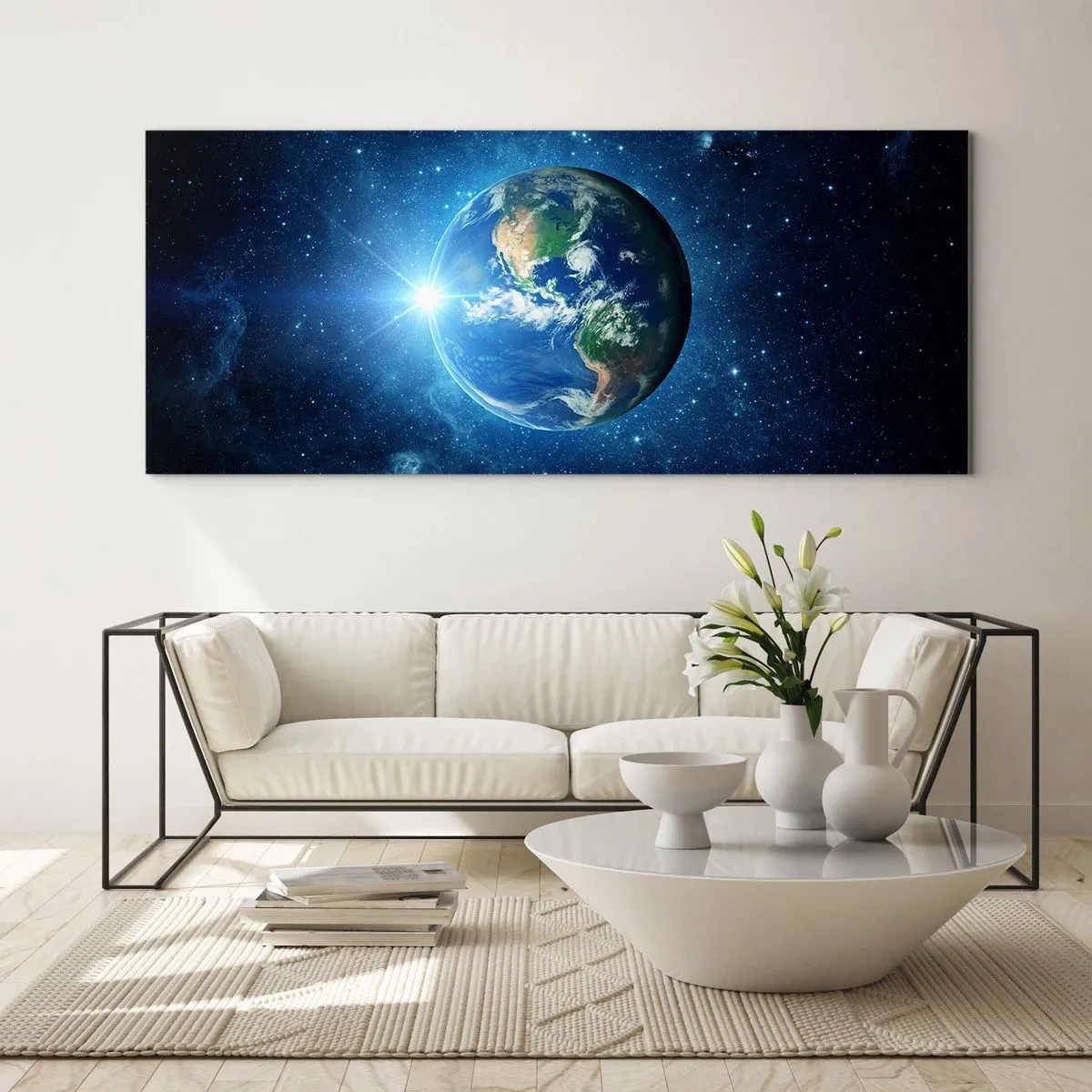Glastavla - Bild på glas - Vi är i himlen - 100x40 cm