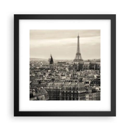 Affisch i svart ram - Över Paris tak - 30x30 cm