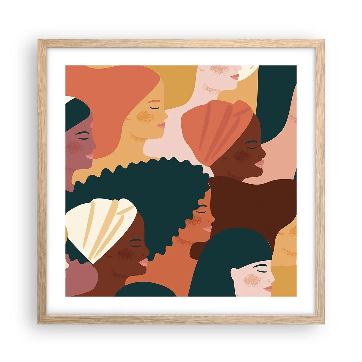 Affisch i ram av ljusek - Endast kvinnlighet - 50x50 cm