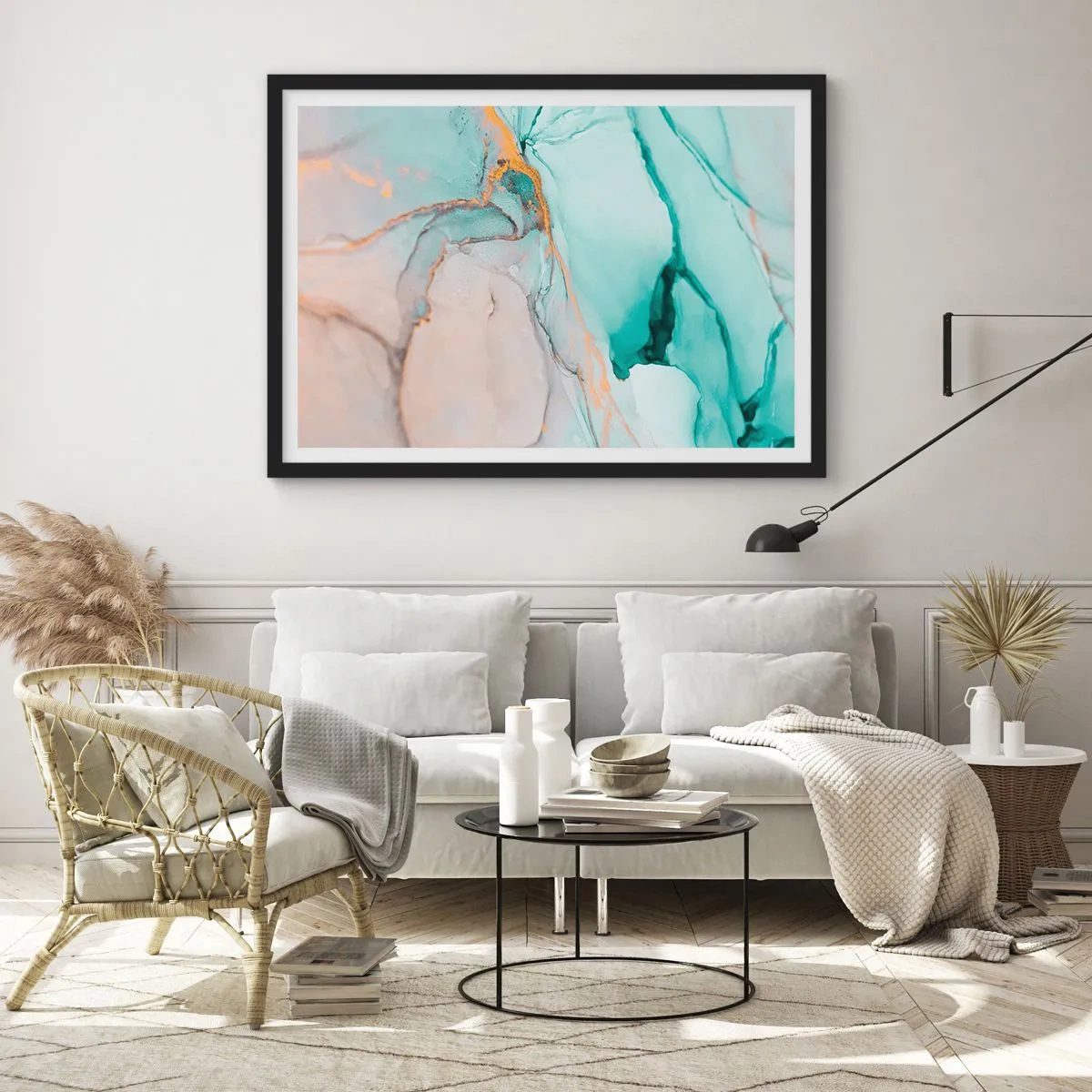 Affisch i svart ram - Formernas och färgernas dans - 100x70 cm