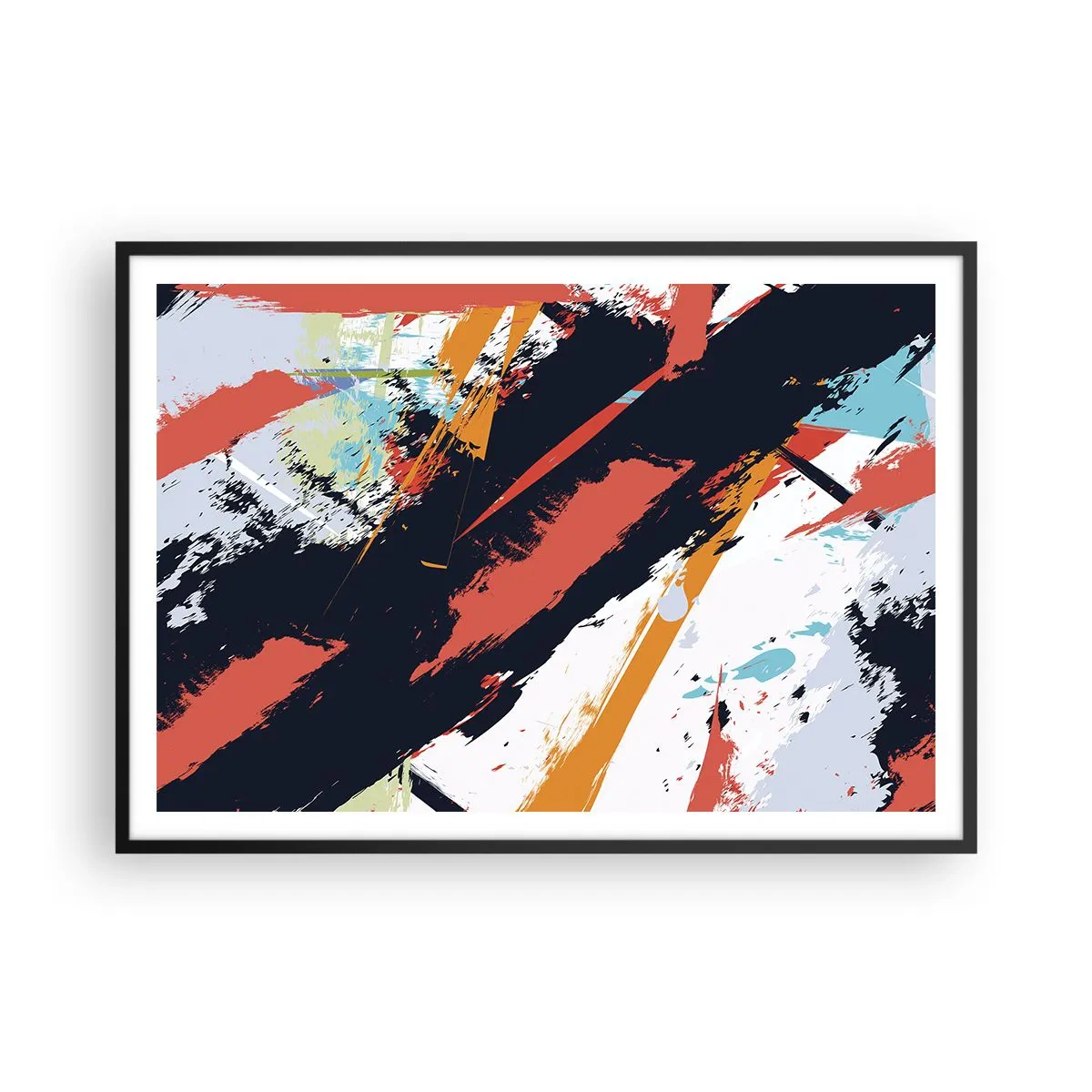Affisch i svart ram - Dynamisk komposition - 100x70 cm