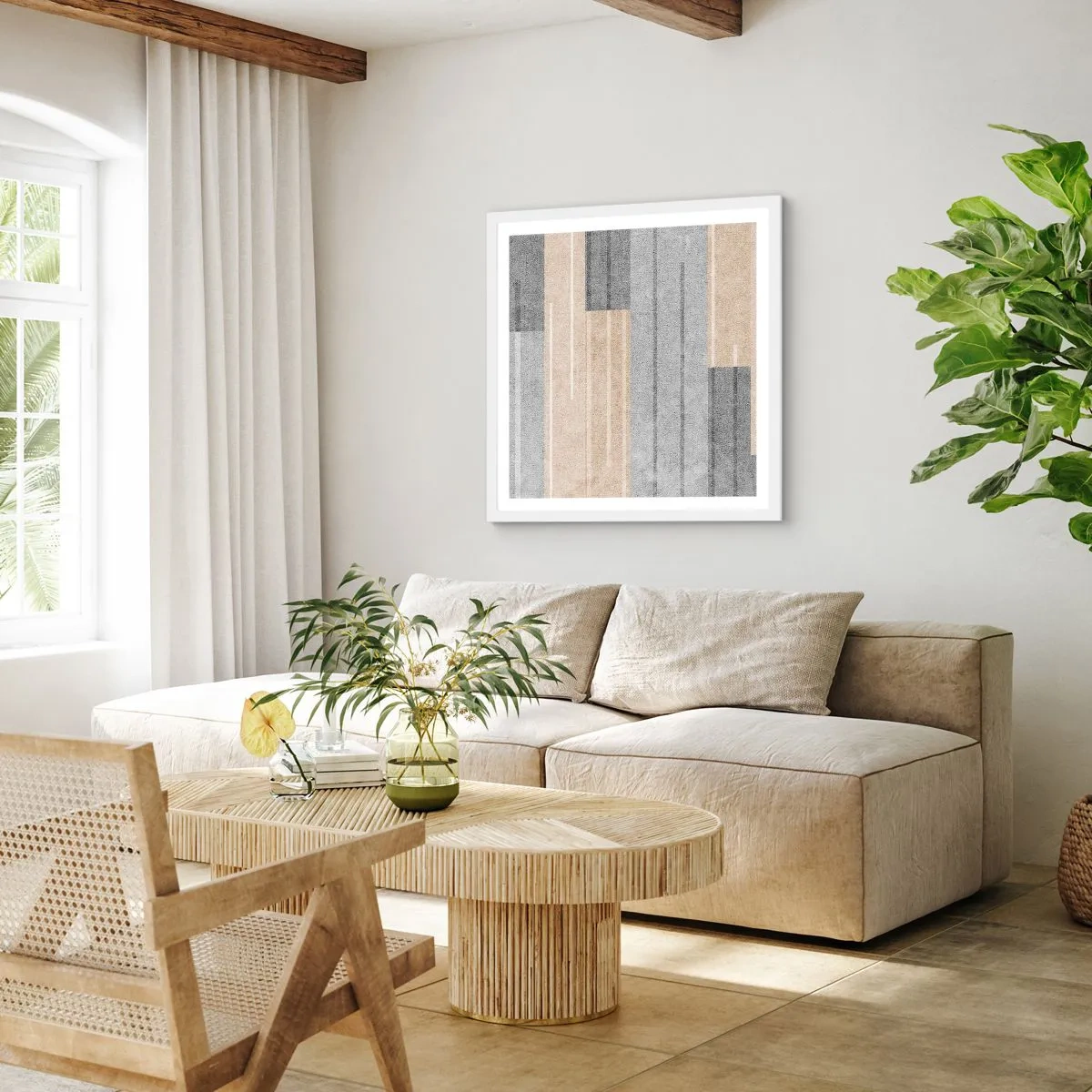 Affisch i vit ram - Komposition: allt i lod - 60x60 cm