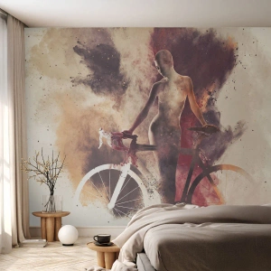 Självhäftande Fototapet Deluxe Sticker - Cyklelsjäl i marmorform - Abstraktion, Kvinna, Cykel - 350x256 cm