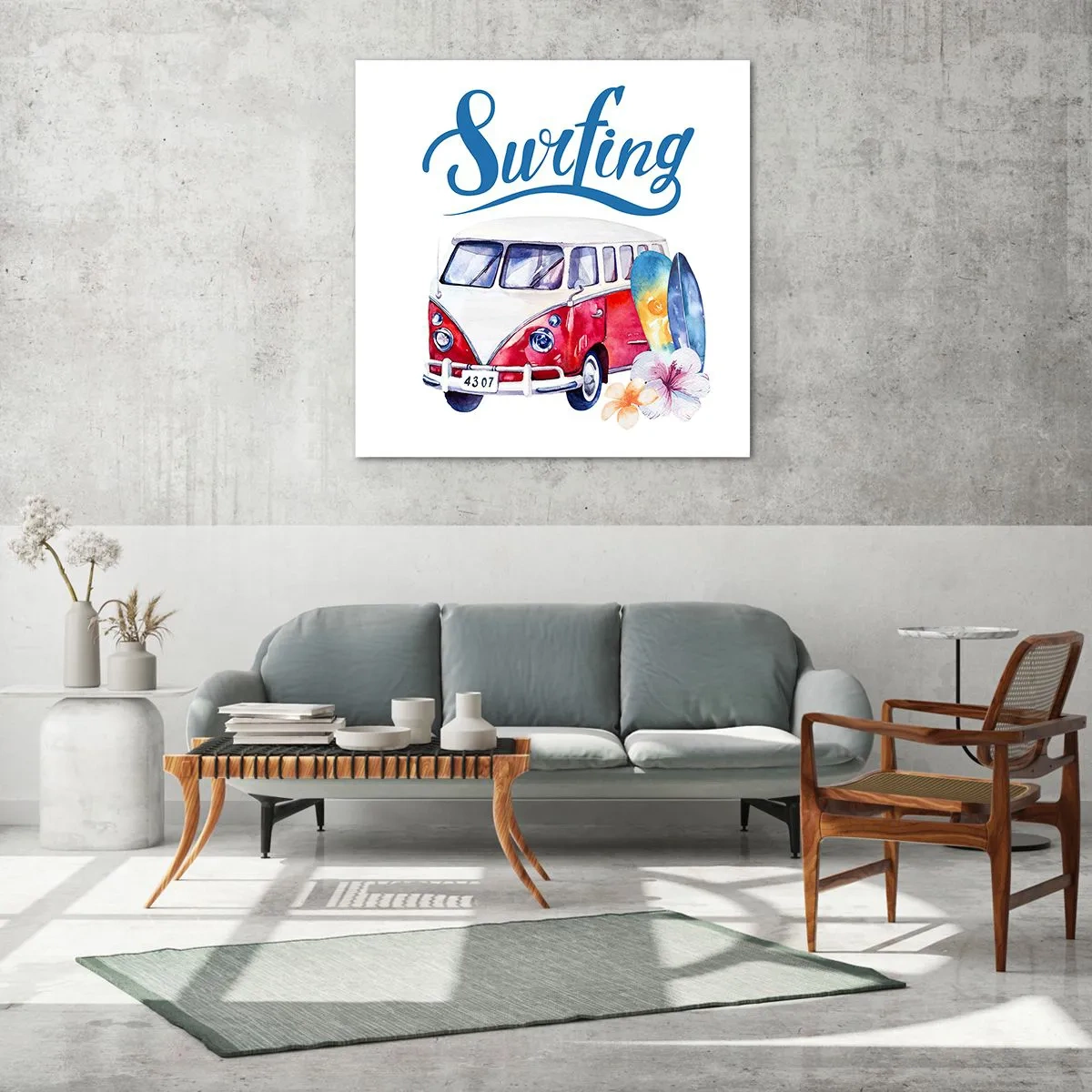 Glastavla - Bild på glas - Gurka - en klassiker för surfaren - 50x50 cm