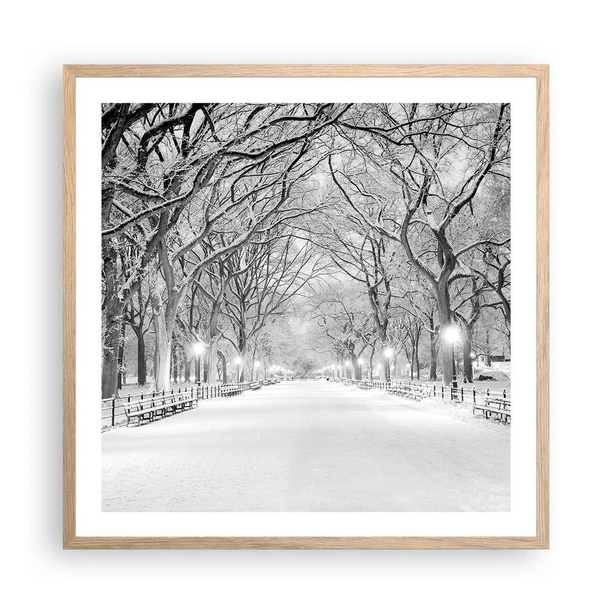 Affisch i ram av ljusek - De fyra årstiderna - vinter - 60x60 cm