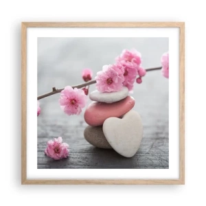 Affisch i ram av ljusek - Salighet med körsbärsblomma - 50x50 cm