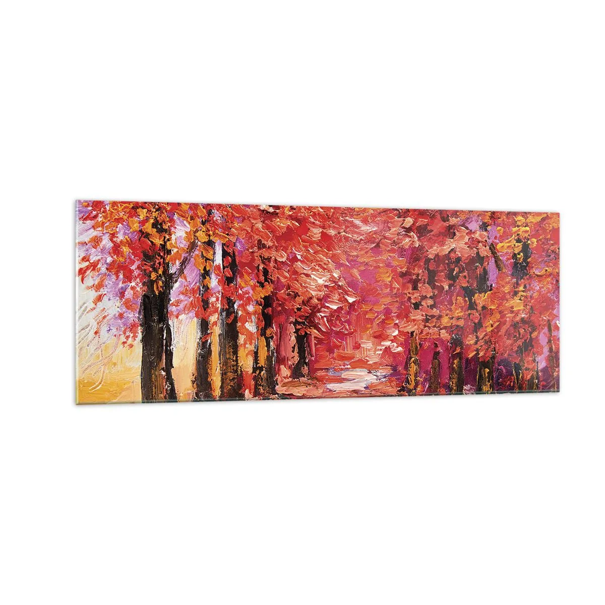Glastavla - Bild på glas - Höstimpresion - 140x50 cm