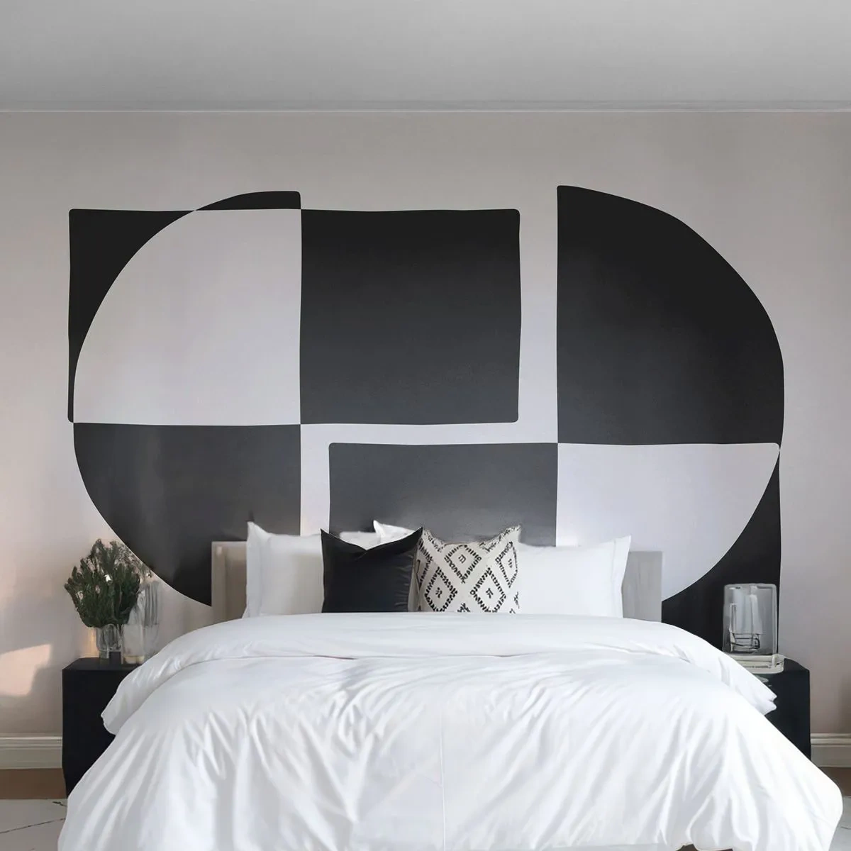 Fototapet Standard Eco - Abstrakt svartvit geometrisk komposition - 100x70cm - Antites – syntes - Modern väggdekoration för vardagsrum och sovrum ARTTOR