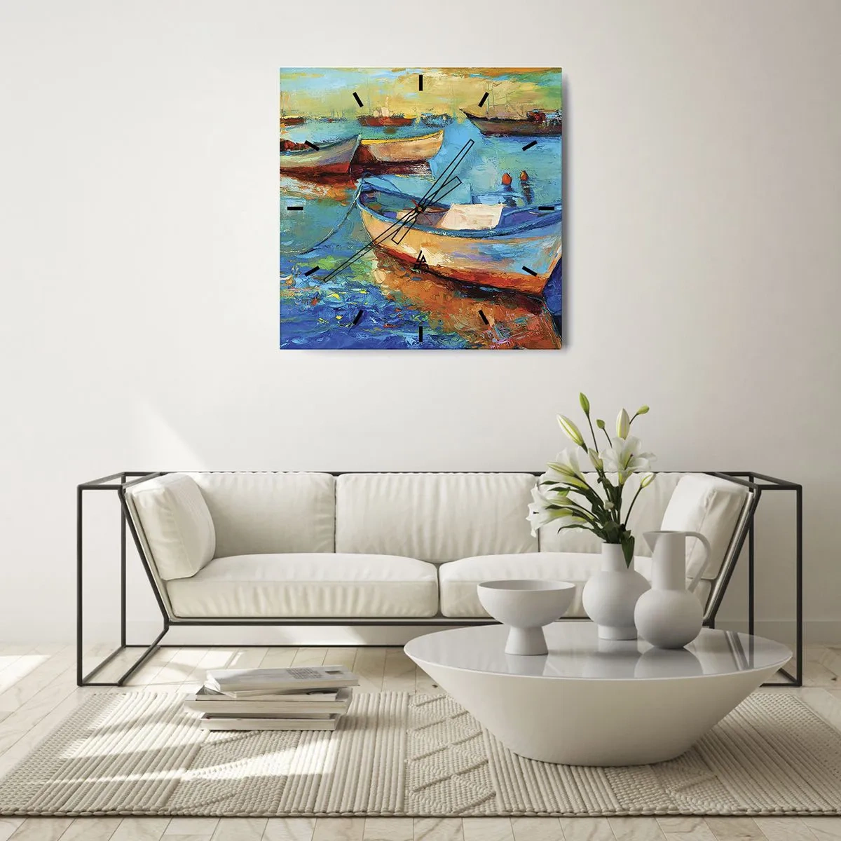 Väggklocka - Klocka på glas - I en sydlig vik - 30x30 cm