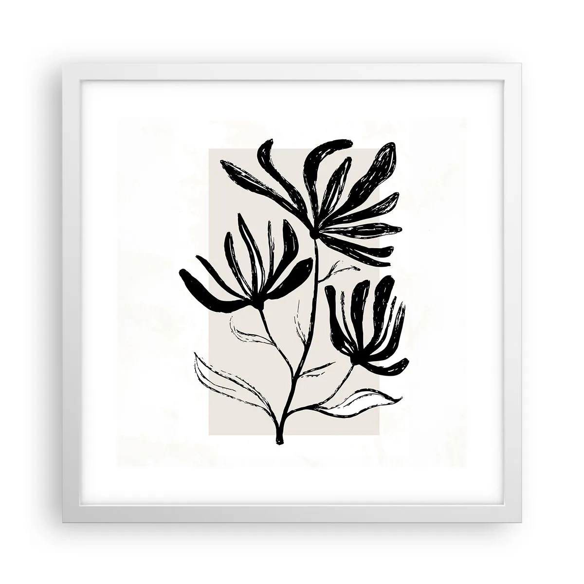 Affisch i vit ram - Skiss för ett herbarium - 40x40 cm