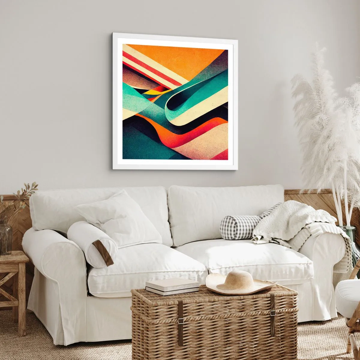 Affisch i vit ram - Intensiv komposition - 40x40 cm