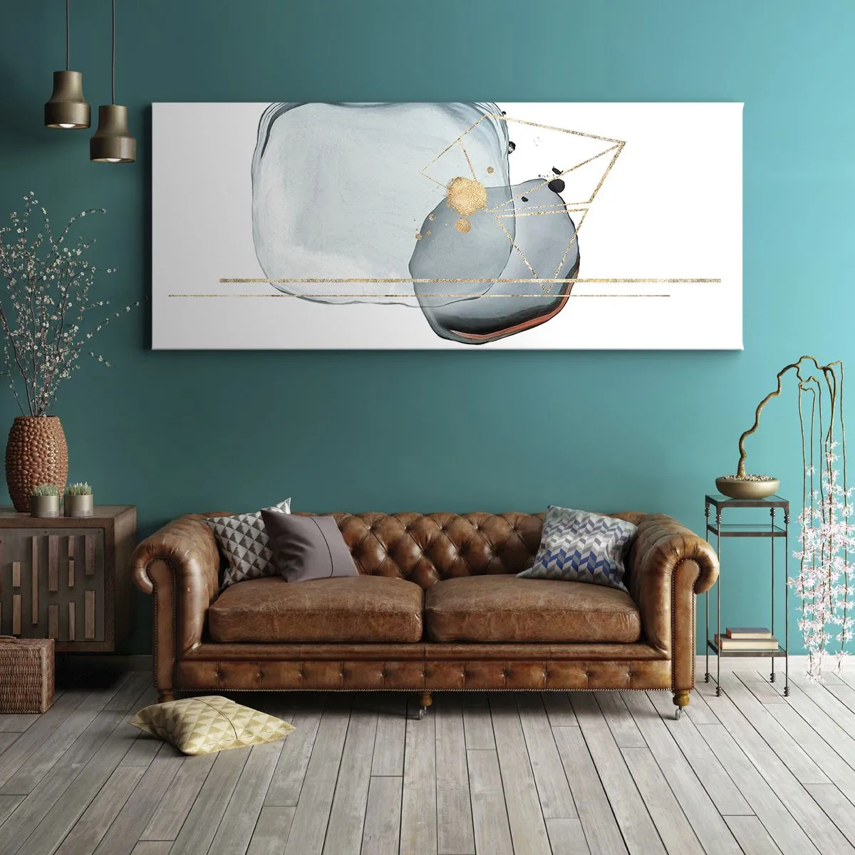 Canvastavla - Bild på duk - En studie av droppar - 160x50 cm