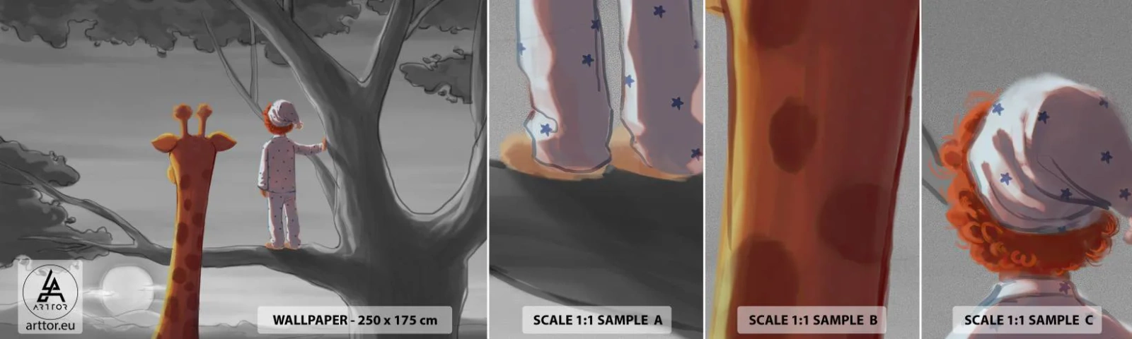 Fototapet Prov Standard Eco - Det händer på riktigt - Giraff, Barns, Dröm - 100x30 cm