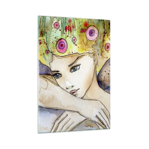 Glastavla - Bild på glas - fjärilprincessa - 80x120 cm