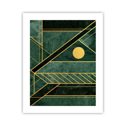 Affisch - Dynamik av guld och azurblå - 40x50 cm