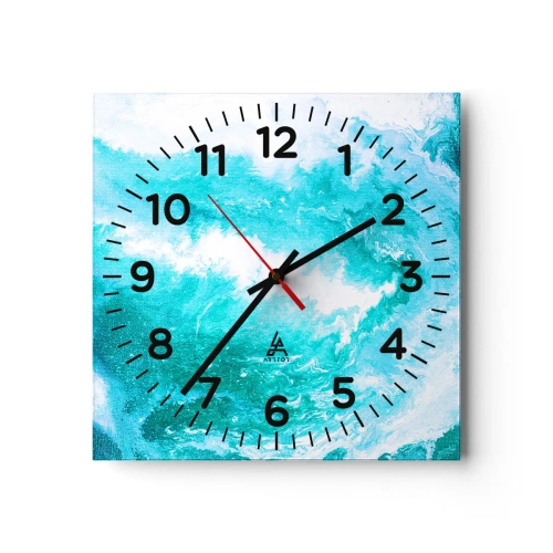 Väggklocka - Klocka på glas - I elementets kärna - 30x30 cm