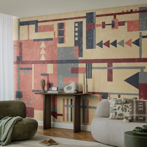 Fototapet Premium Canvas - Kombination av vertikala och horisontella element - Abstraktion, Bit, Modernt mönster - 300x210 cm