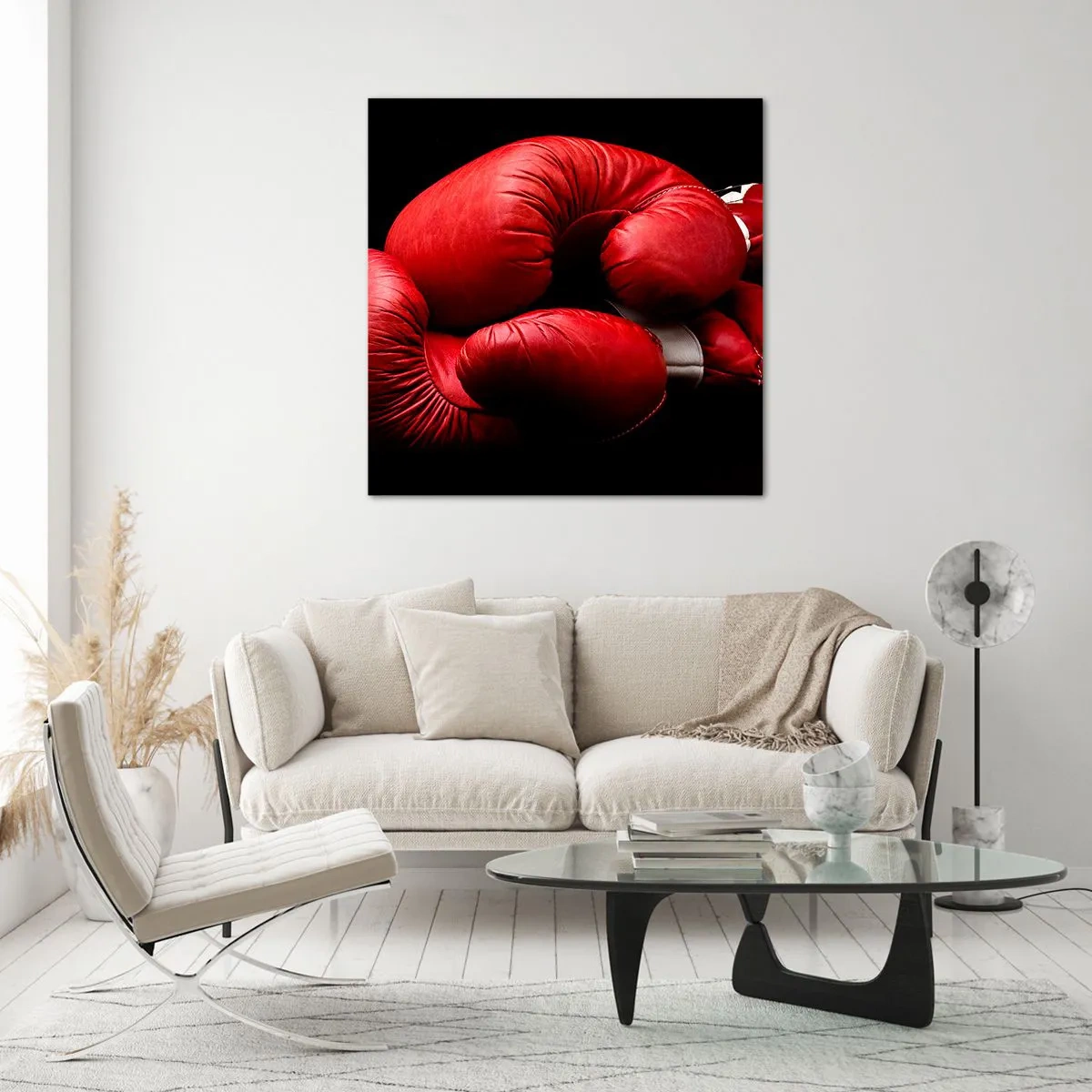 Glastavla - Bild på glas - Kampens emotioner bakom oss - 70x70 cm