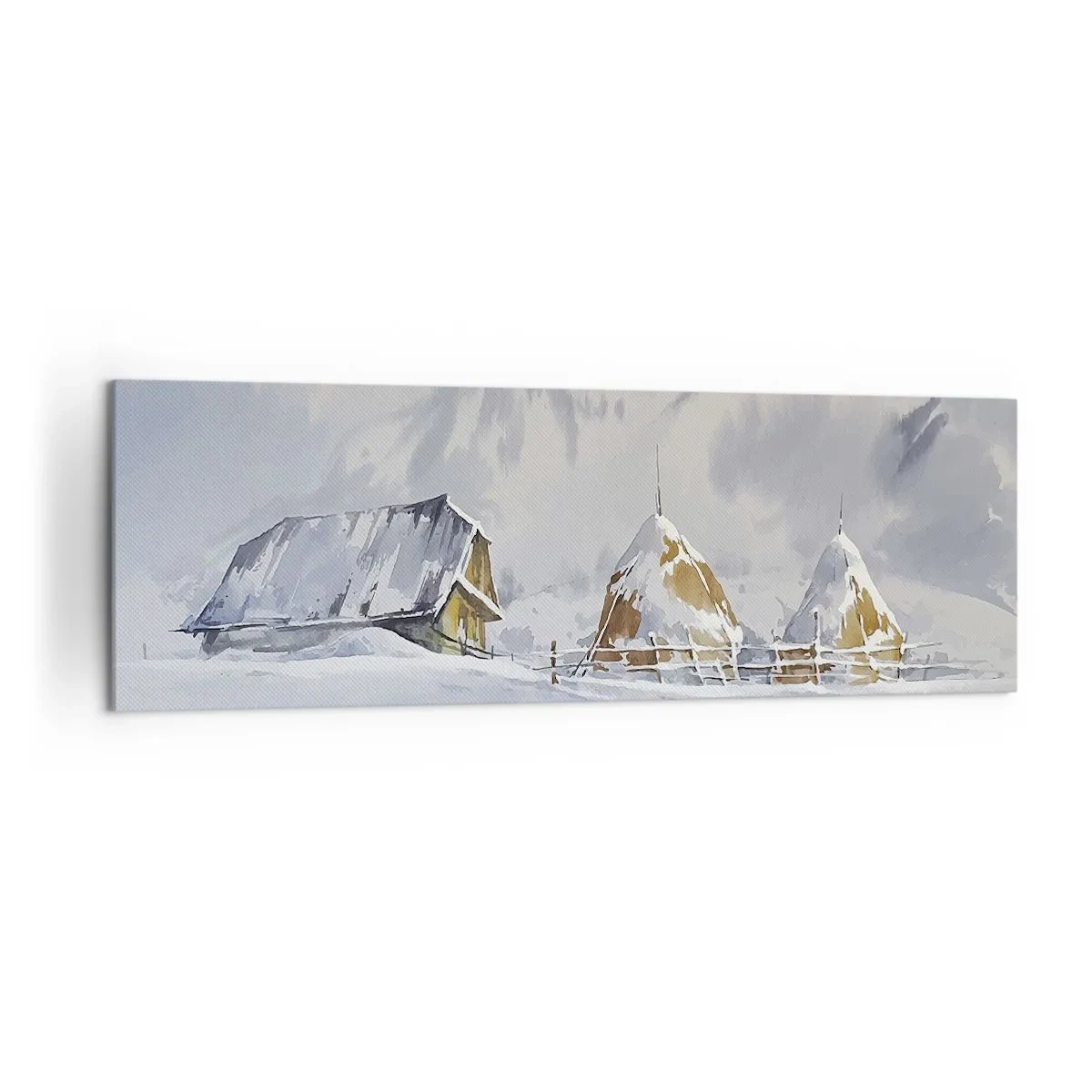 Canvastavla - Bild på duk - I snödalen - 160x50 cm