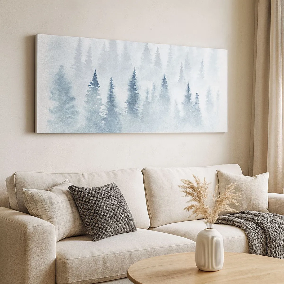 Canvastavla - Bild på duk - Insvepta i dimma - 100x40 cm