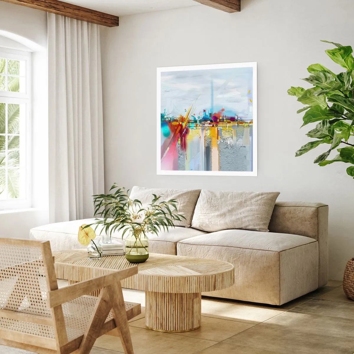 Affisch - Glädjens bro över livets flod - 60x60 cm