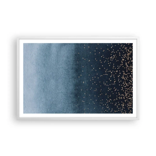 Affisch i vit ram - Komposition – blåa faser - 91x61 cm