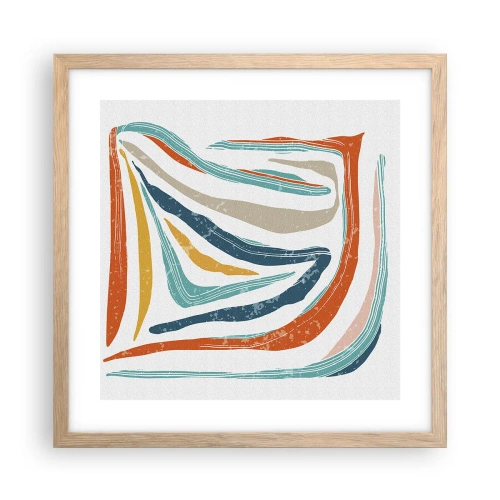 Affisch i ram av ljusek - Vänligt leende abstraktion - 40x40 cm
