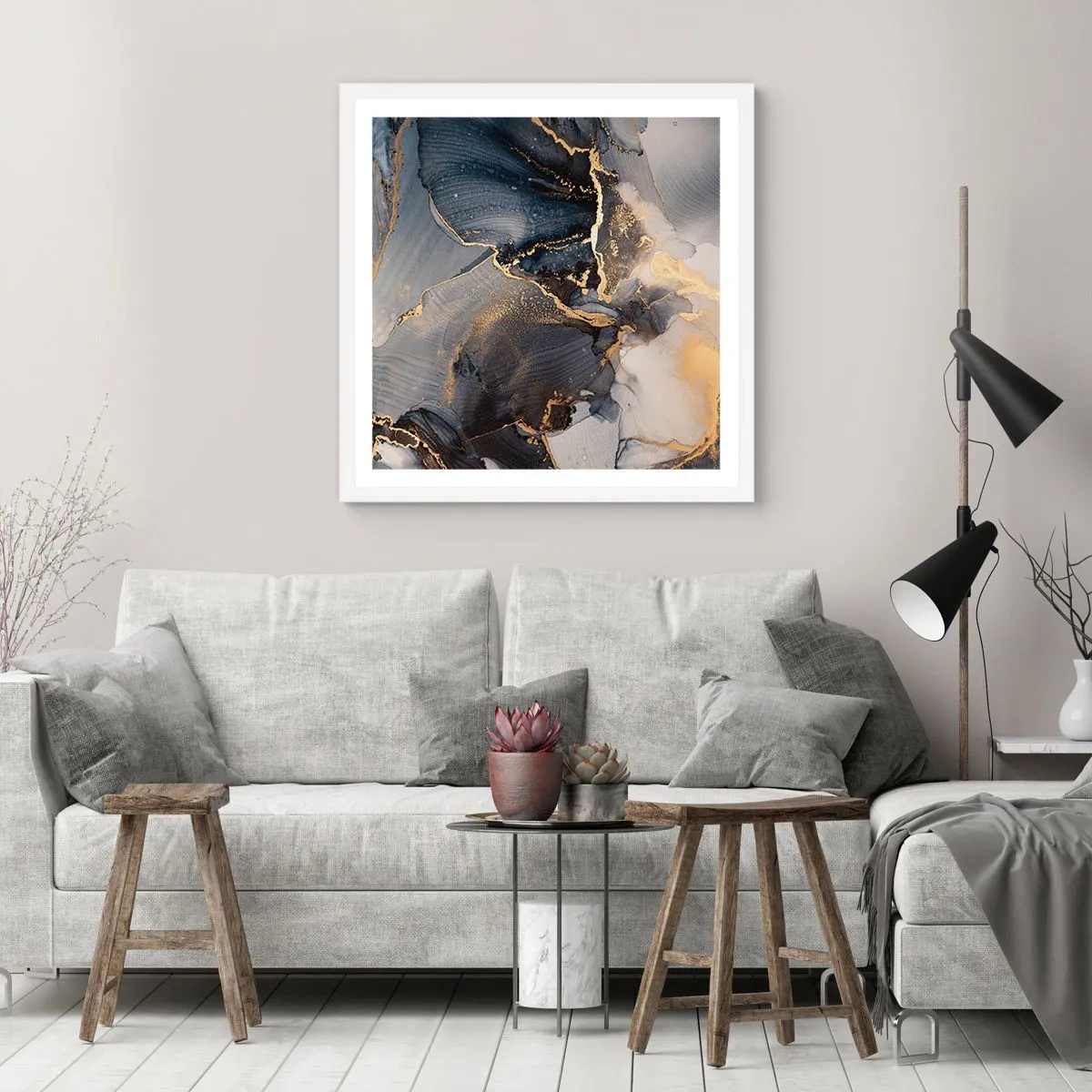 Affisch i vit ram - En stens liv - 40x40 cm