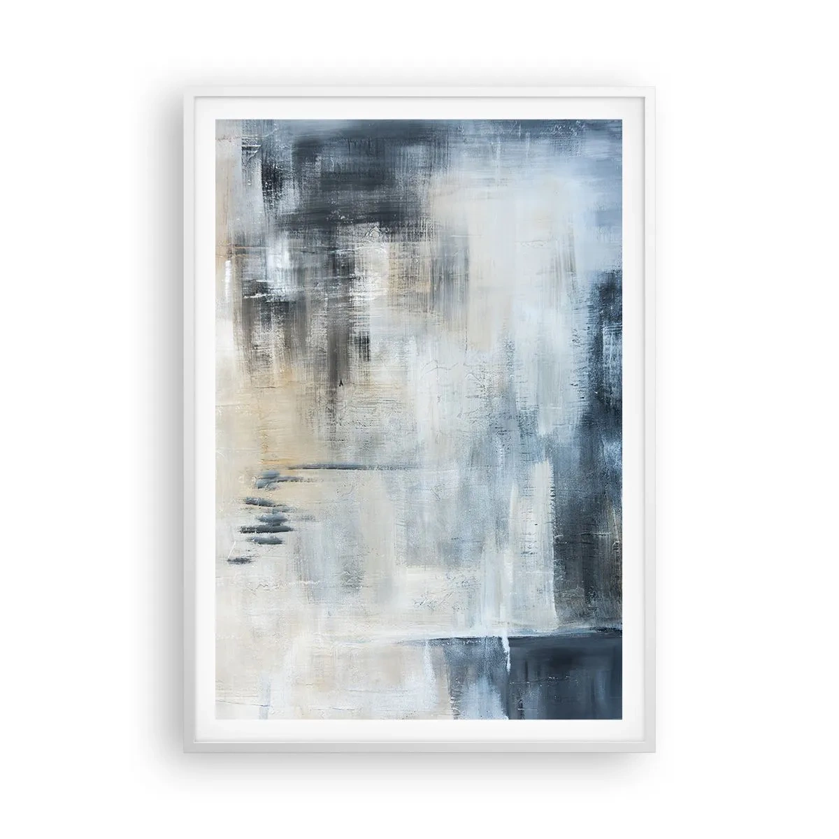 Affisch i vit ram - Bakom en blå slöja - 70x100 cm