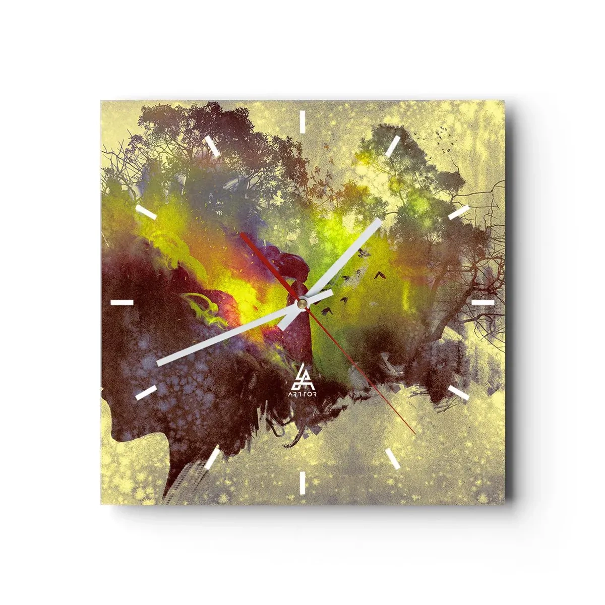Väggklocka - Klocka på glas - Moder Naturen - 30x30 cm
