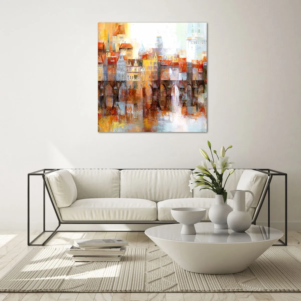 Glastavla - Bild på glas - Vackert under bron - 70x70 cm