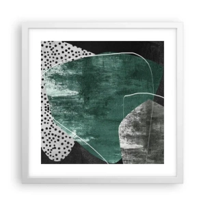 Affisch i vit ram - Färgstark abstraktion med en guldflinga - 40x40 cm