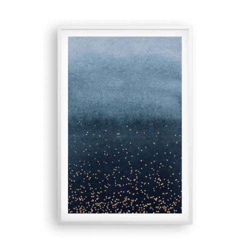 Affisch i vit ram - Komposition – blåa faser - 61x91 cm