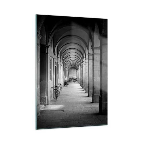 Glastavla - Bild på glas - Under en arkadhall - 50x70 cm