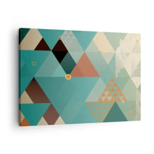Canvastavla - Bild på duk - Geometriska mönster i nyanser av turkos och brunt - 70x50cm - Mångfaldens enighet, enighetens mångfald - Modern väggdekoration för vardagsrum och sovrum ARTTOR