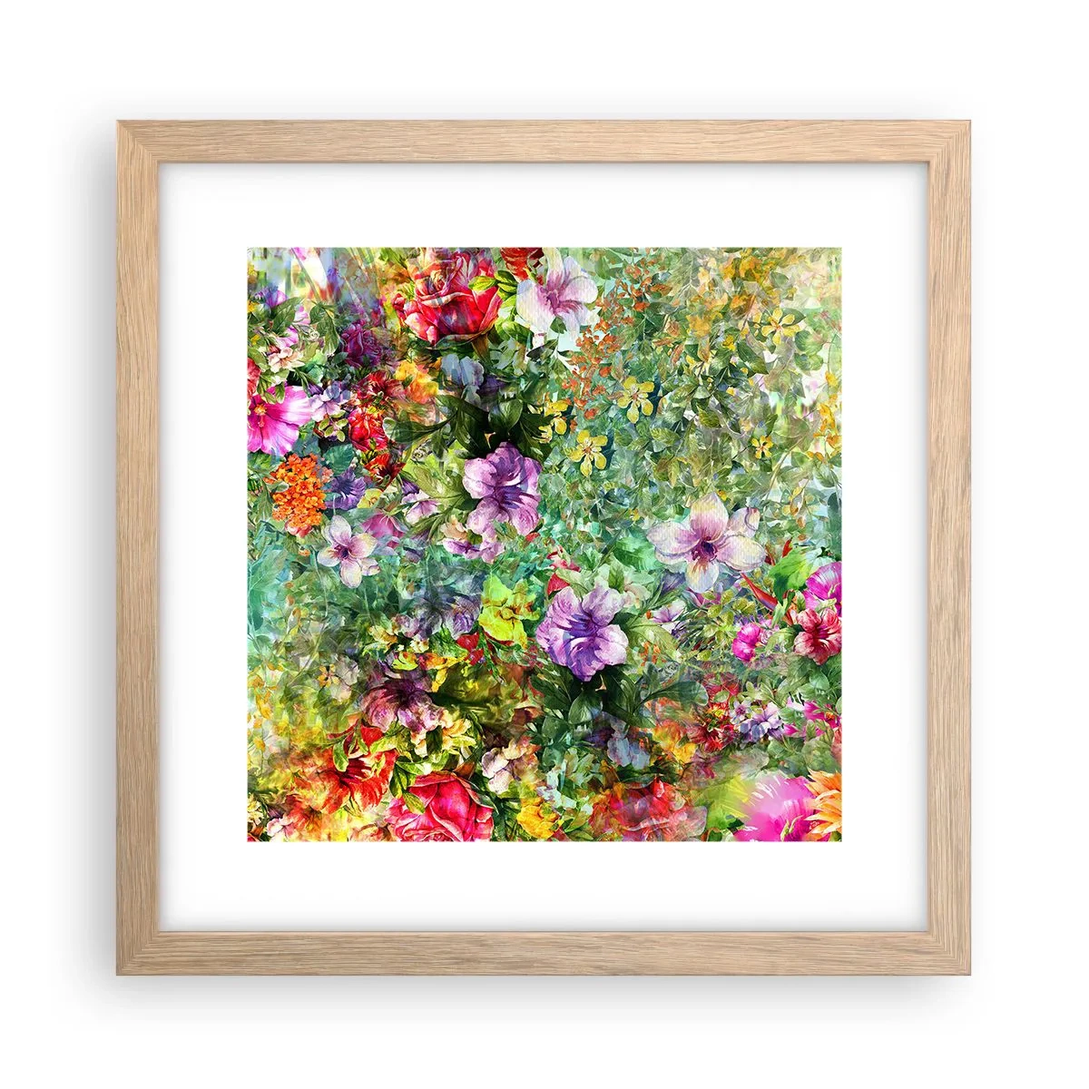 Affisch i ram av ljusek - Ta en dopp i blommorna - 30x30 cm
