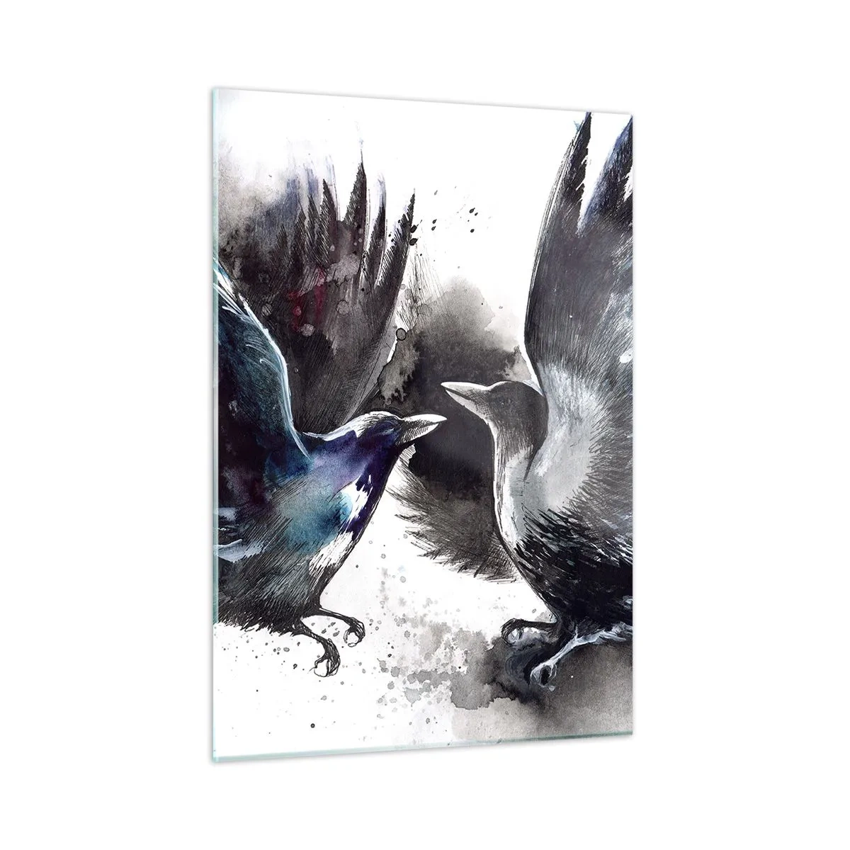 Glastavla - Bild på glas - Som två korpar... - 50x70 cm