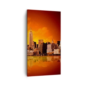 Canvastavla - Bild på duk - Stostadspanorama i gul och brunt - 45x80 cm