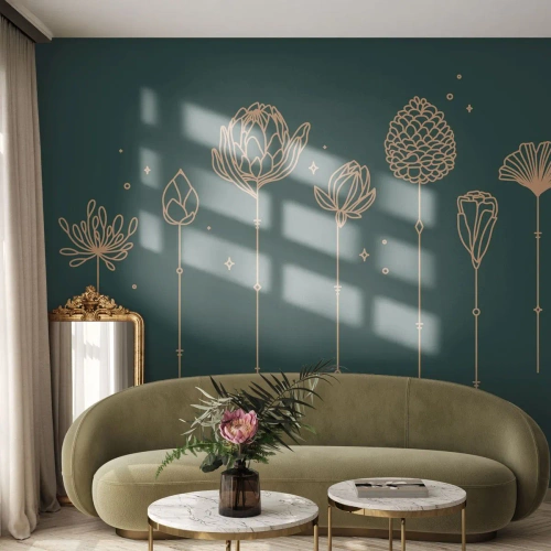 Fototapet på mått Självhäftande Deluxe Sticker - Familjen ÖRTsson - Blommor, Art déco, Minimalistisk