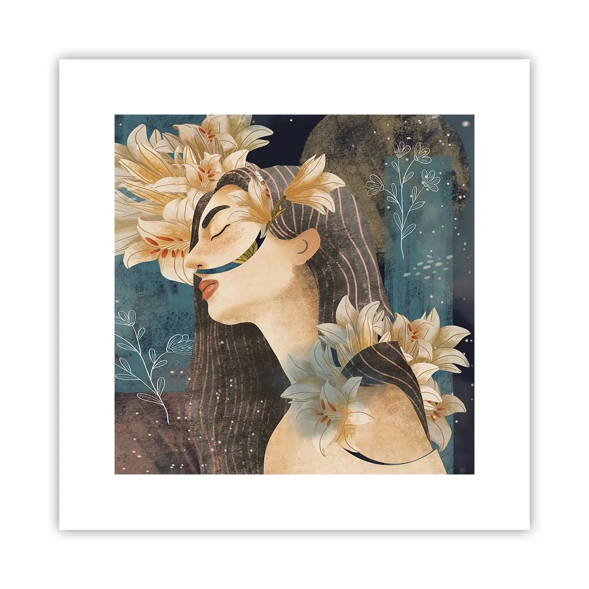 Affisch - Sagan om drottning med liljor - 30x30 cm