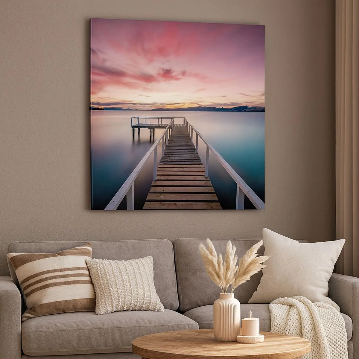 Canvastavla - Bild på duk - Kvällens milda låga - 30x30 cm