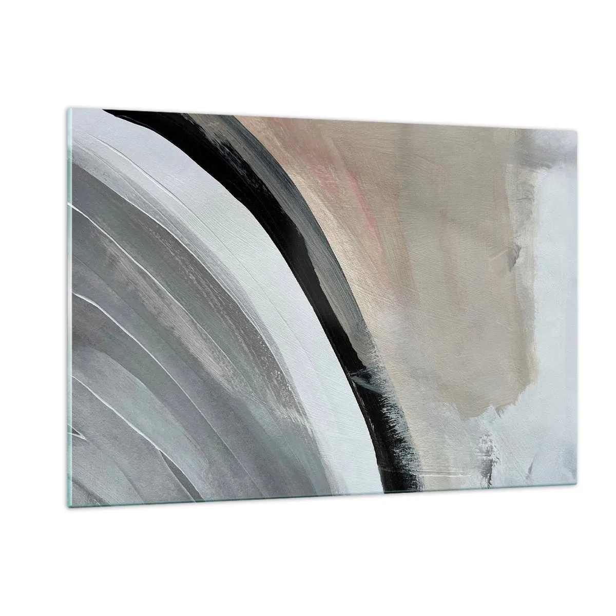 Glastavla - Bild på glas - Komposition: en båge av svart och grått - 120x80 cm