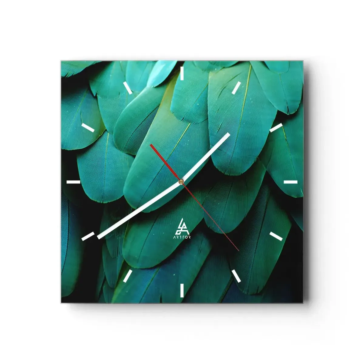 Väggklocka - Klocka på glas - Precision av papegojans natur - 30x30 cm