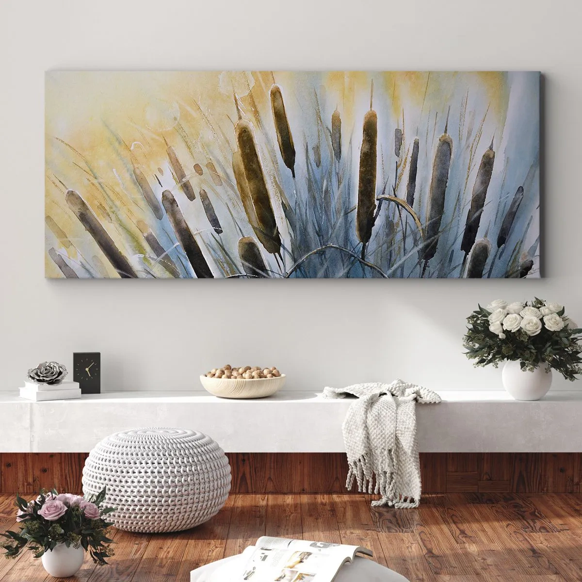 Canvastavla - Bild på duk - Vattnets kyla, solens hetta - 160x50 cm