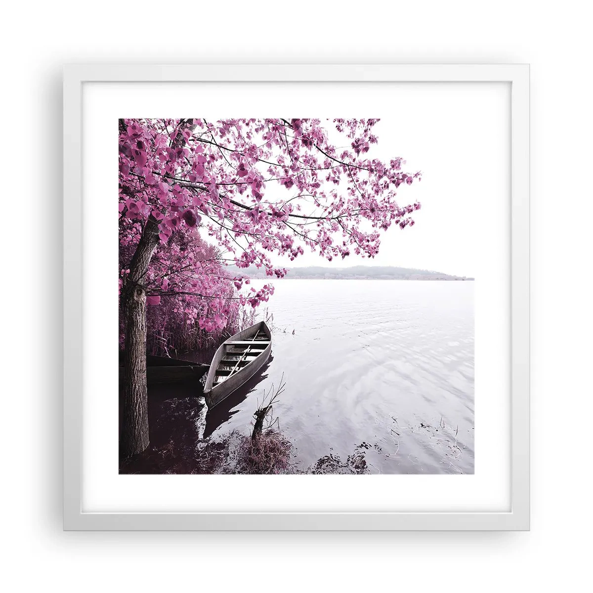 Affisch i vit ram - I rosa tystnad - 40x40 cm
