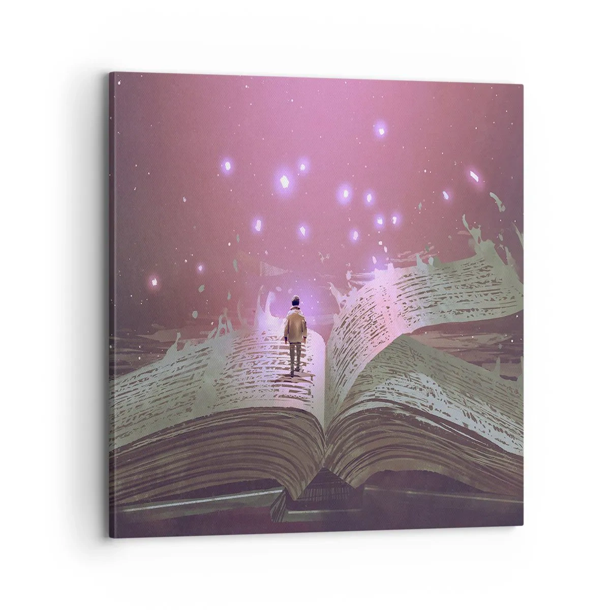 Canvastavla - Bild på duk - Inbjudan till en annan värld - läs! - 70x70 cm
