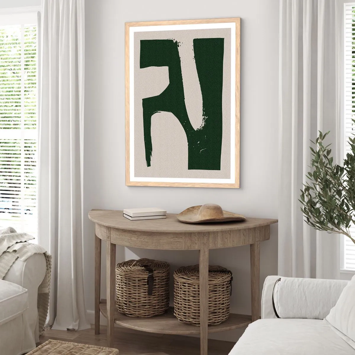 Affisch i ram av ljusek - Vikar av vitt - 70x100 cm