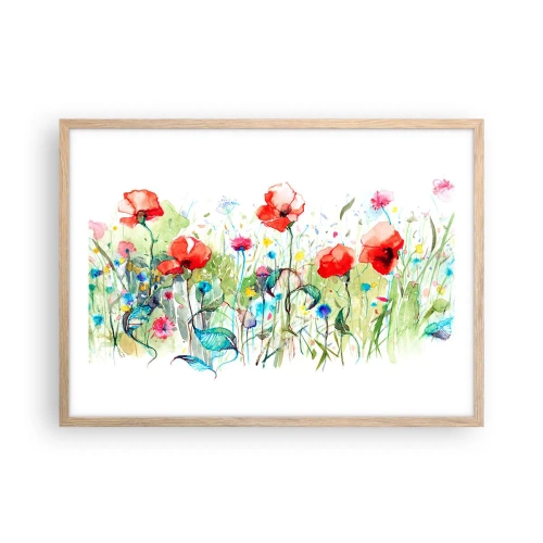 Affisch i ram av ljusek - Majblommande äng - 70x50 cm