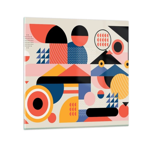 Glastavla - Bild på glas - Komposition: Lek - 70x70 cm