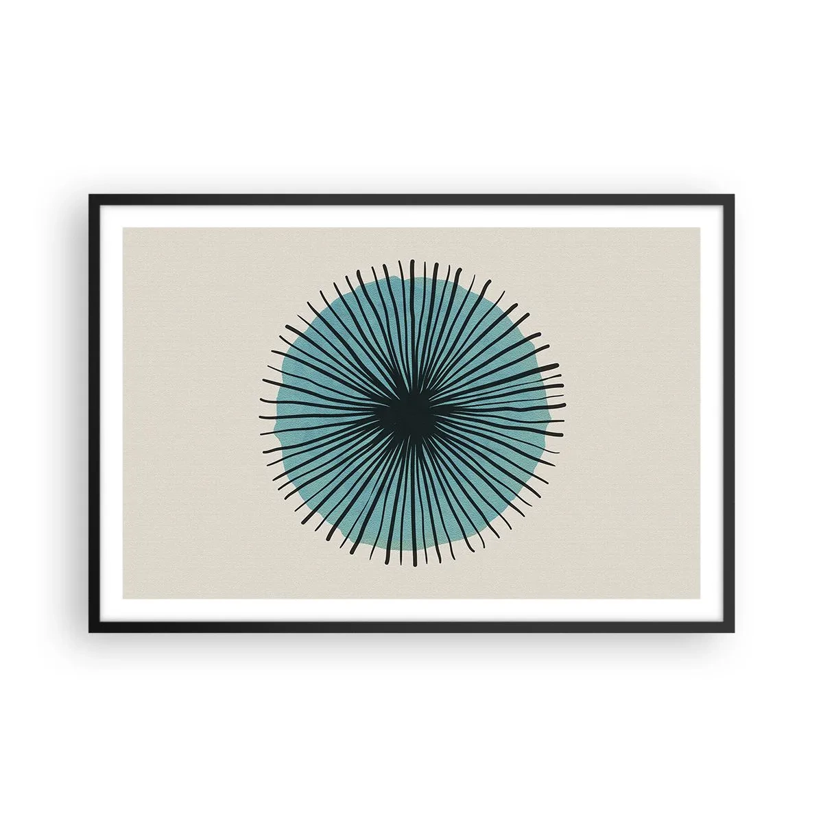 Affisch i svart ram - Radier mot blått - 91x61 cm